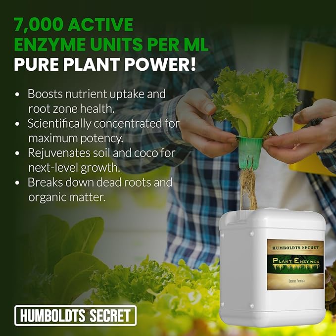 Humboldts Secret Plant Enzymes | 7,000 Active Units per mL | Root & Soil Enzyme Additive for Hydroponic and Aeroponic Systems | Boosts Growth and Root Strength for Maximum Nutrient Uptake | 5 Gallon
