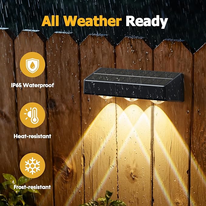 NIORSUN Solar Fence Lights,12 Pack Solars Deck Light,RGB Color,Outdoor Bulb Waterproof Led IP65,Outdoor Fence Light,Power Patio Lamp with Lenses for Outside/Backyard/Railing/Yard(Black)