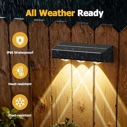 NIORSUN Solar Fence Lights,12 Pack Solars Deck Light,RGB Color,Outdoor Bulb Waterproof Led IP65,Outdoor Fence Light,Power Patio Lamp with Lenses for Outside/Backyard/Railing/Yard(Black)