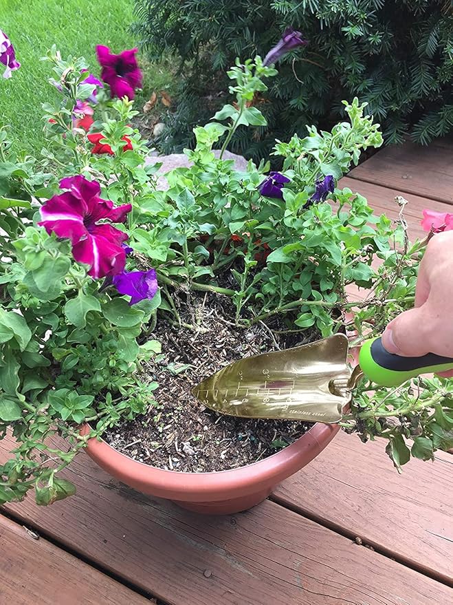 Garden Guru Titanium Transplanter Trowel Shovel - Rust Resistant - Ergonomic Handle - Perfect Hand Shovel Tool for Gardening Weeding Transplanting and Digging in Garden Beds (4 Pack)