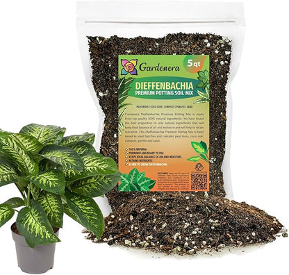 GARDENERA Superior Potting Soil Mix for Dieffenbachia - Perfect Balance of Nutrients, Drainage, and Aeration for Optimal Growth (5 Quart)