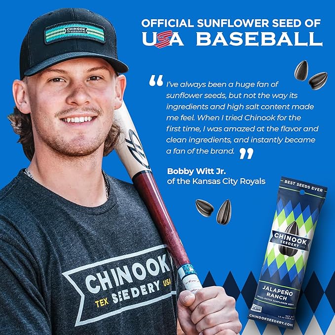 Chinook Seedery Low Sodium Sunflower Seeds – Jalapeno Ranch Flavor, Pack of 36, 1.5oz – Sunflower Seeds to Eat – Keto, Jumbo, Roasted, Baseball Snacks
