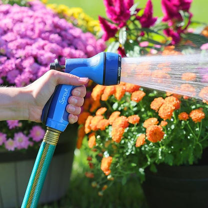 Sprout 65123-AMZ Metal Rear Trigger 7-Pattern Nozzle with QuickConnect Product Adapter Amazon Bundle, Blueberry Blue