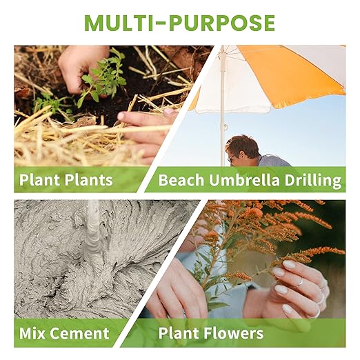 TCBWFY 3"x16.5" Garden Auger,Solid Shaft Dual-Spiral High Efficiency Auger Drill Bit for Planting - Perfect for Planting Bulbs, Flowers, and Small Trees