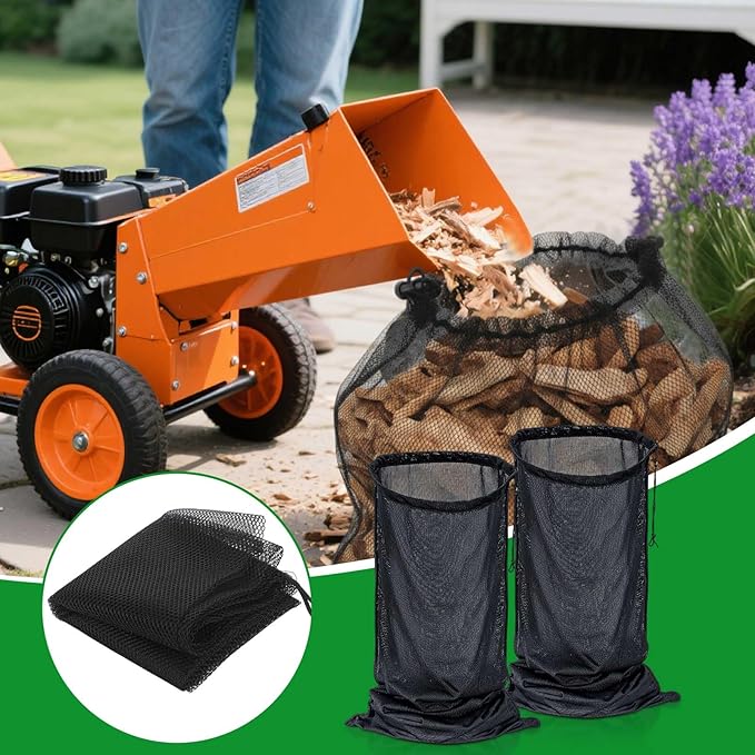 Boao 2 Pcs Wood Chipper Shredder Bag 24" x 48" Leaf Mulcher Shredder Collection Bags, Lawn Tractor Leaf Bag Wood Chipper Cover for Electric Shredders Lawn Tractor Machine Universal Part