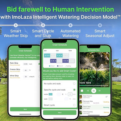 ImoLaza ET Master 4 Gen Smart Sprinkler Controller: Upgraded 6-Zone WiFi Irrigation Controller with Automated Watering, App Control, Smart Weather Skips and Fault Alerts