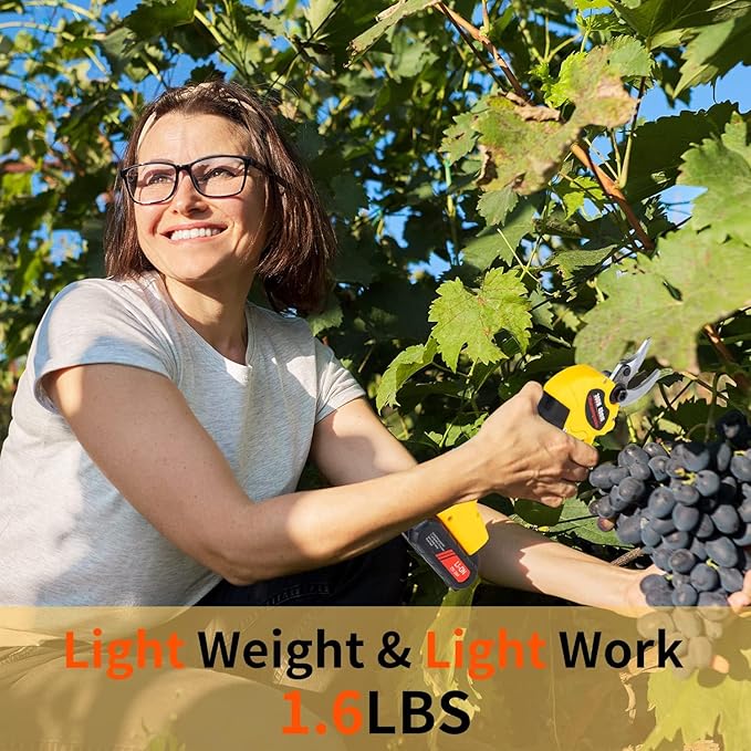 21V Electric Pruning Shears, 40mm(1.6 Inch) Cutting Diameter Electric Pruners for Gardening Heavy Duty with Replacement Blade Set, 2 Batteries and Charger