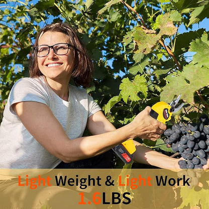 21V Electric Pruning Shears, 40mm(1.6 Inch) Cutting Diameter Electric Pruners for Gardening Heavy Duty with Replacement Blade Set, 2 Batteries and Charger