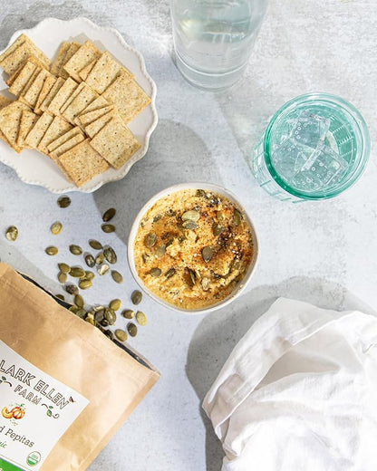 Lark Ellen Farm Sprouted Specialty Gourmet Premium Organic Styrian Pumpkin Seeds from Austria, Large Gourmet Unsalted Raw Pumpkin Seeds Organic, Pepitas, Vegan, Non GMO, Gluten Free, Paleo, and Keto Friendly (14 oz, 6 Pack)