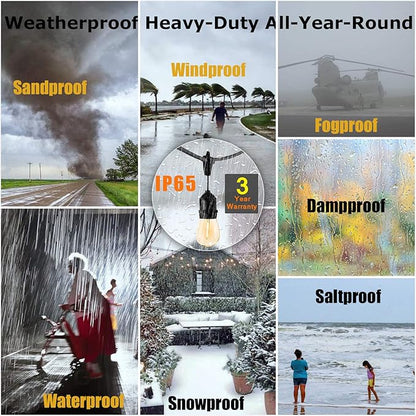 Outdoor String Lights for Outside LED 150 FT Shatterproof Patio Lights with 50 Waterproof Bulbs for Outdoor Backyard Bistro Gazebo Lights, 2-Pack