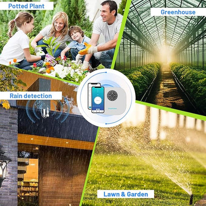 Smart Sprinkler Controller Pro，12-Zone/Station Irrigation System(with Water Pump and Rain Sensor Connection Interface)，GreenVation 2.4G/5GHz WiFi Water Timer for Outdoor Garden/Yard/Lawns