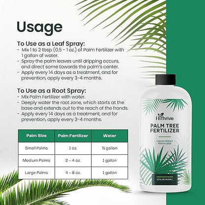 32oz Palm Tree Fertilizer, Premium Plant Food - Palm Fertilizer for Lush Growth of Palms, Rich in Micronutrients, Easy to Use and Water Soluble for Stronger Roots, Healthy Trunks & Vibrant Leaves