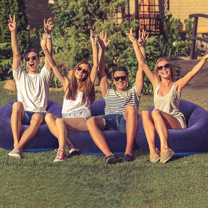 Realspring Inflatable Bean Bag Chairs Outdoor Blow up Camping Chairs Inflatable Lazy Sofa Folding Portable Bean Bag Loungers Couch for Movie Night(Blue,4 Pcs)