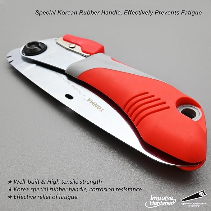 TONMA Folding Saw [Made in Korea] 5 "(130mm) Medium Teeth Small Pocket Pruning Hand Saw for Wood Cutting, Outdoor Camping, Gardening, Japanese Craft Plating Impulse Hardened Stainless Blade