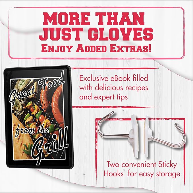 KITCHEN PERFECTION S Silicone Smoker Oven Gloves for Women -Extreme Heat Resistant BBQ Gloves -Handle Hot Food Right on Your Grill Fryer |Waterproof Oven Mitts for Cooking |Superior Set+3 Bonuses