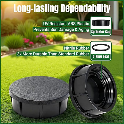 8-Pack Sprinkler Head Caps Compatible with Rain Bird 1800 Series Sprinklers, Replacement for 1800XC Model, UV-Resistant ABS and Nitrile Rubber O-Ring