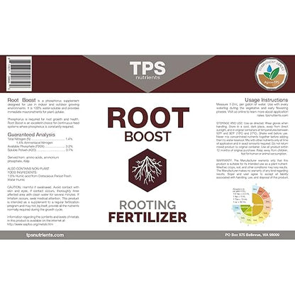 TPS NUTRIENTS Root Boost Advanced Rooting Formula for Living Soil and White Roots, Plus Microbes 1/2 Pint (8 oz)