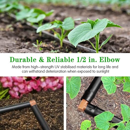 Drip Irrigation Barbed Elbow：20 Pack Drip Irrigation Elbow Parts Fits for 1/2 Inch Drip Irrigation Tubing 17mm 0.600" ID for Patio Lawn Garden