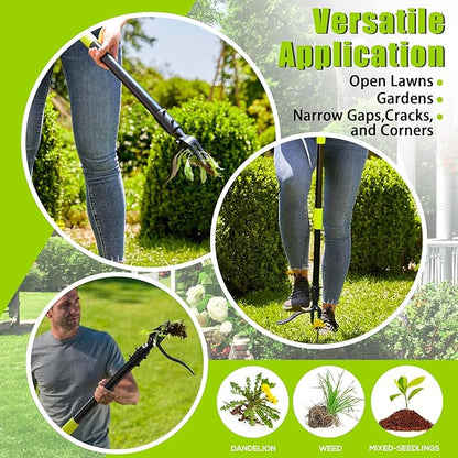 4-Claw Stand-Up Weeder Puller with 50" Long Handle, Dandelion Weed Puller Tool,Heavy Duty Weed Puller for Garden & Lawn Care, Easily Weed Removal Without Bending or Kneeling