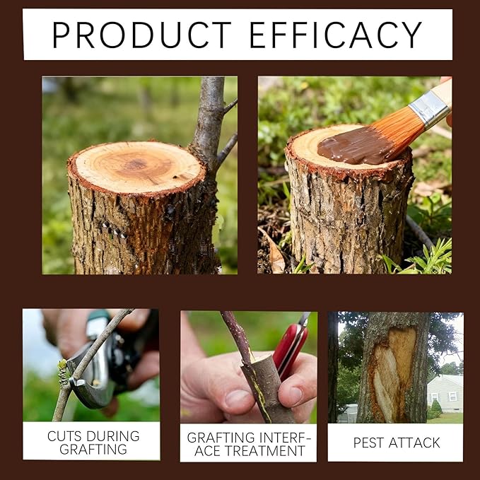 Tree Wound Pruning Sealer,Tree Wound Dressing with Brush, Bonsai Cut Paste, Trees Grafting Supplies, Pruning Sealer for Bonsai, Fruit Trees, Roses (1 PCS,500 g)