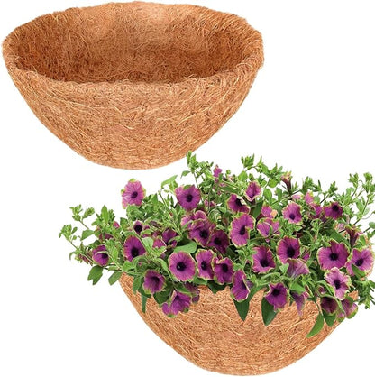 Halatool 2PCS 16 Inch Coconut Liners - 100% Natural Coco Fiber Round Liners for Planters, Hanging Basket, Flowers, Vegetables