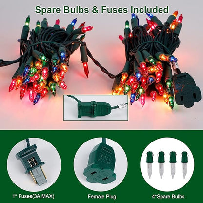 3 Sets Christmas Lights, 150 Count 33 FT Each Mini String Lights, Green Wire Fairy Lights, 120V UL Certified Connectable Xmas Tree Light for Holiday Winter Patio Party Outdoor Decoration, Multicolor