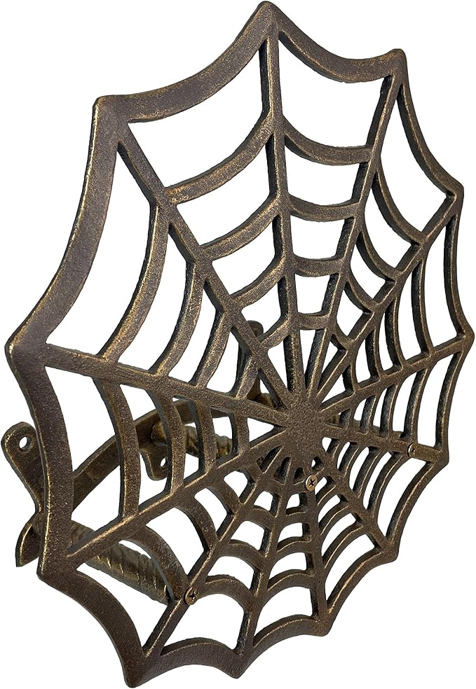 XL Cast Iron Spider Web Hose Holder, Bronze Finish, Heavy-Duty Wall Mounted Garden Hose Hanger, Weather Resistant Decorative Outdoor Hose Storage, Easy Install, Patio Decor, 13.75 Inch Diameter