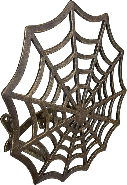 XL Cast Iron Spider Web Hose Holder, Bronze Finish, Heavy-Duty Wall Mounted Garden Hose Hanger, Weather Resistant Decorative Outdoor Hose Storage, Easy Install, Patio Decor, 13.75 Inch Diameter