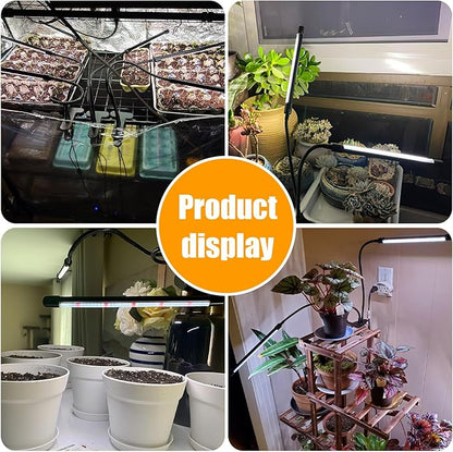 Black Grow Lights for Indoor Plants, 168 LEDs Clip Plant Lights, Full Spectrum LED Plant Growing Lamps with Flexible Gooseneck 4/8/12/18H Timer, 3 Spectral Modes, 10 Dimmable Levels, 2Head x 2 Pack