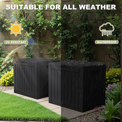 Greesum 40 Gallon Resin Deck Box, Outdoor Storage for Patio Furniture, Garden Tools, Pool Supplies, Weatherproof and UV Resistant, Lockable, Black