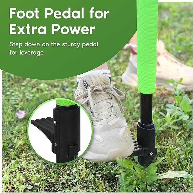 Garden Guru Stand Up Weeder Weed Puller Tool – Long Handle up to 45-Inch – Heavy Duty 3 Claw Weeder with Foot Pedal – No Bending or Kneeling – Great for Dandelions, Thistle, Grass (2 Pack)