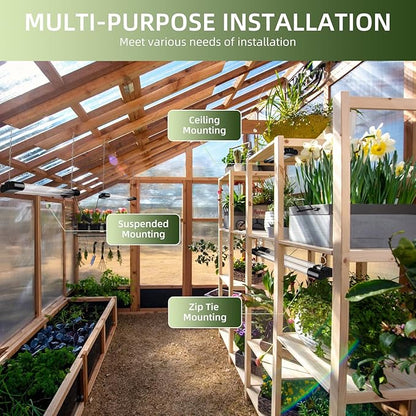 Hlite 16inch 4 Pack LED Grow Lights - Linkable Grow Lights for Indoor Plants, Full Spectrum Plant Lights Plug and Hanging Design with On/Off Switch Hanging Grow Light from seedling to Flowering, Black