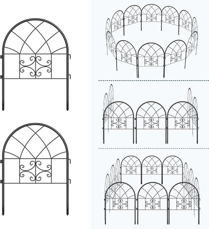 Garden Fence Panel, 25.7in(h) x 19.6in(l) Arched No Dig Fencing Border Outdoor, Rustproof Metal Animal Barrier for Pet, Garden Edging Border for Garden, Yard,Flower Beds.