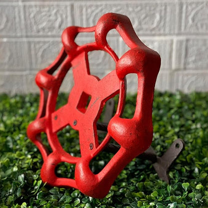 Zeckos Vintage Outdoor Faucet Spigot Garden Hose Holder - Distressed Red Cast Iron - Decorative Wall-Mounted Hose Hanger - Holds 75 Feet - Ideal for Garden - Patio - Rustic Outdoor Decor