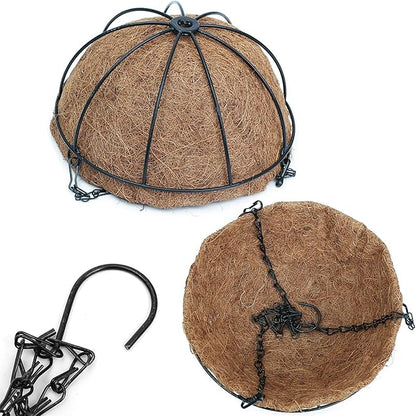 Metal Hanging Planters Basket Set of 4 Hanging Flower Pots 10 Inch Chain Round Wire Plant Holder with Coco Coir Liner Garden Watering Hanging Baskets for Patio Garden Outdoor1