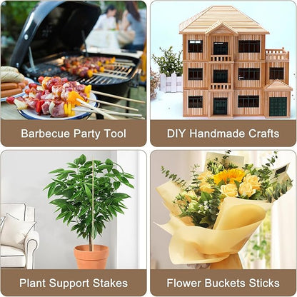 150 Pack Marshmallow Roasting Sticks, 30 Inch Smores Stick Extra Long for Fire Pit, 5mm Thick Bamboo Barbecue Skewers Outdoor for BBQ Kabob Grilling, Campfire, Hotdog, Plant Support