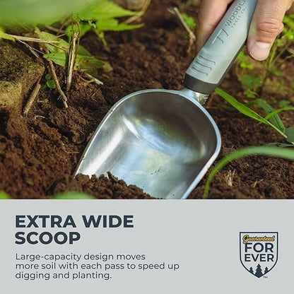 Woodland Tools Heavy Duty Garden Trowel – Full Tang Aluminum Construction, Extra Wide Scoop, Sharpened Point, Ergonomic Cushioned Grip, Rust Resistant Hand Tool for Digging in Clay and Tough Soil