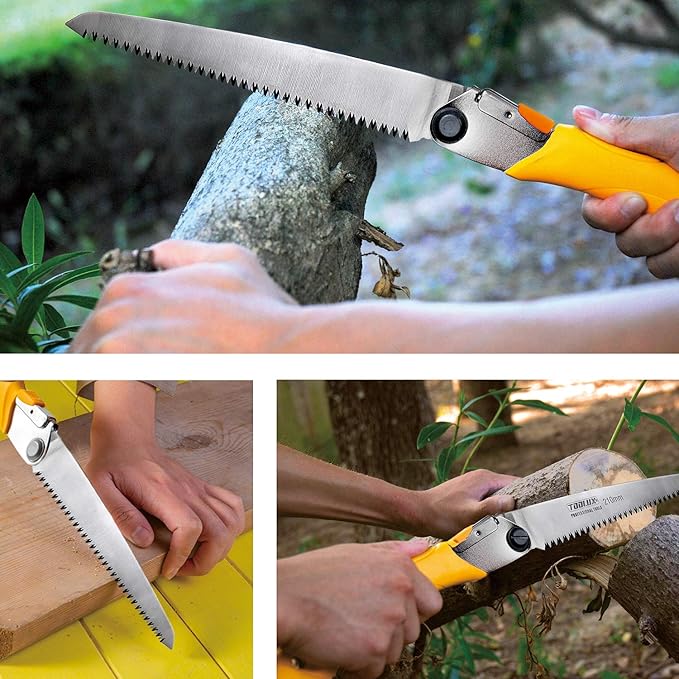 Toolux 8 Inch Folding Saw, SK5 Steel Pruning Hand Saw, Camping Saw for Smooth Cutting, Camping, Gardening, Tree Pruning, Wood Cutting, Compact Design with Non-Slip Ergonomic Handle for Outdoor Use