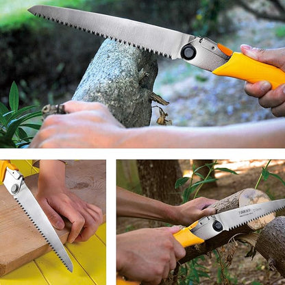 Toolux 8 Inch Folding Saw, SK5 Steel Pruning Hand Saw, Camping Saw for Smooth Cutting, Camping, Gardening, Tree Pruning, Wood Cutting, Compact Design with Non-Slip Ergonomic Handle for Outdoor Use