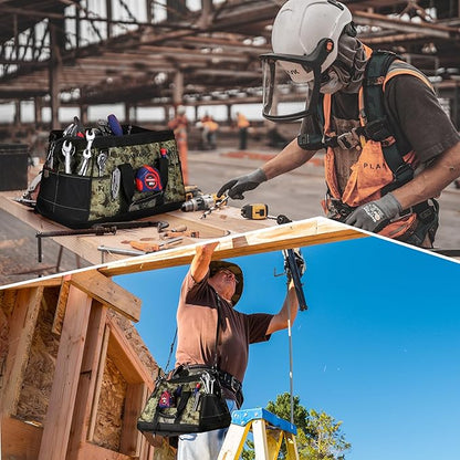 WORKPRO 16-Inch Wide Mouth Tool Bag, Tool Bags for Men with Adjustable Shoulder Strap, Waterproof Oxford Fabric and Sturdy Buttom