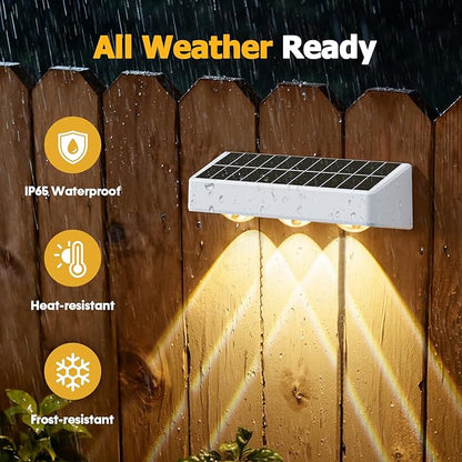 NIORSUN Solar Fence Lights,8 Pack Solars Deck Light,RGB Color,Outdoor Bulb Waterproof Led IP65,Outdoor Fence Light,Power Patio Lamp with Lenses for Outside/Backyard/Railing/Yard(White)