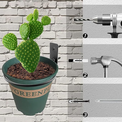 2 Pack 8 inch(203mm) Flower Pot Holder Ring, Flower Pot Holder Ring Wall Mounted Set Wall Mounted Metal Planter Hanger Matte Black Hanging Plant Holder