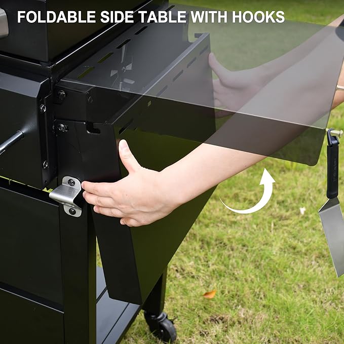 Brand-Man Propane Gas and Charcoal Grill Combo,Grill and Griddle Combo Dual Fuel BBQ Grill with Dual Lids for Outdoor Barbecue, Black