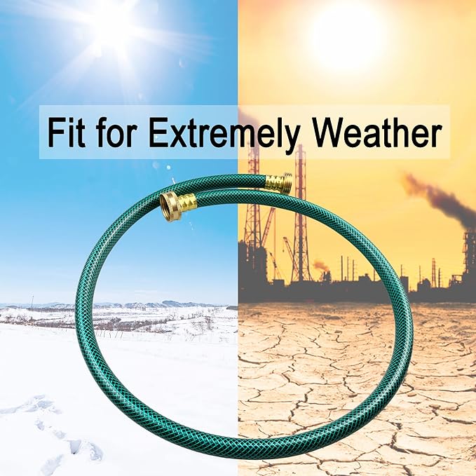 PVC Garden Hose 1/2 Inch Green Heavy Duty Water Hose with Solid Brass Fittings,No Leaking, Flexible,for outdoors,Lawns,Patio (5 FT, Green, Brass Fittings)