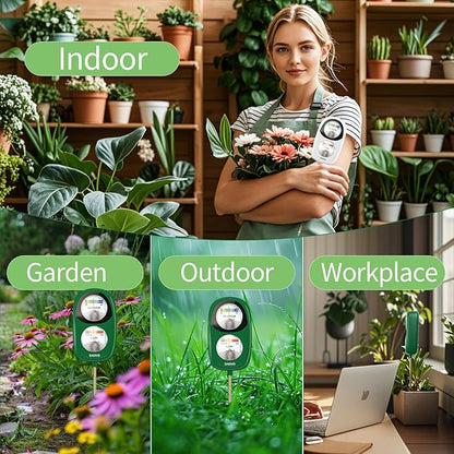 2-in-1 Soil Moisture Meter, Soil PH Meter, Large Dual-Screen Soil PH Tester & Moisture Meter for Plants Indoor&Outdoor Garden,Lawn,Farm Soil Test Kit-No Battery Needed (Milky White)