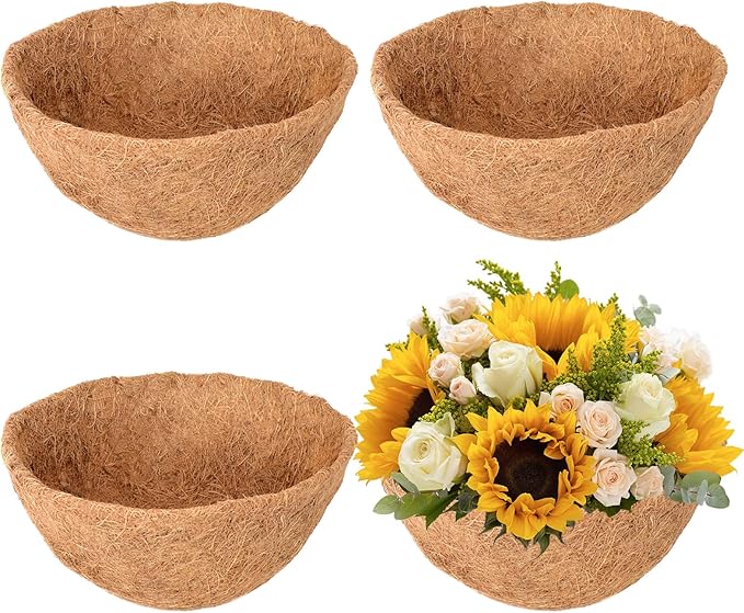 Legigo 4 Pack 20 Inch Hanging Basket Coco Liners Replacement, 100% Natural Round Coconut Coco Fiber Planter Basket Liners for Hanging Basket Flowers/Vegetables