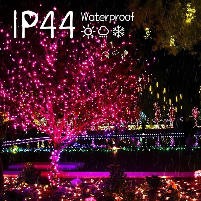 Vigdur 2 Pack 13ft 50 Count Outdoor String Lights on Pink Wire Cord, UL Approved for Indoor/Outdoors Use, Connectable 120V Clear Outdoor Lights for Xmas Patio Home Party Garden Decor(Pink)