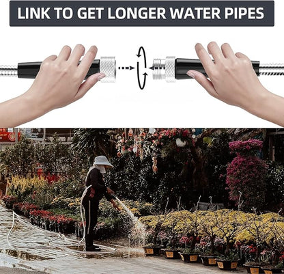 SPECILITE Stainless Steel Garden Water Hose 75 FT, Flexible and Lightweight Pipe, Non-Expandable Heavy Duty Metal Waterhose with Aluminium Fittings for Reel, Yard, Outdoor, Boat