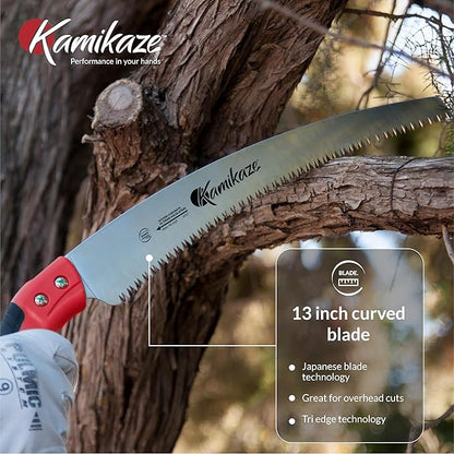 EZ Kut Kamikaze Saw Curved Blade with Scabbard - 19.3 Inch Heavy Duty Pruning - Carbon Hardened Steel Japanese Technology- Best Pruning Saw for Tree Trimming