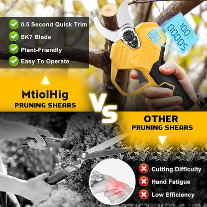 Cordless Electric Pruning Shears: 1.5-2 Inch Portable Pruning Shears Compatible with DeWalt 20V Battery (No Battery) - Garden Pruners Tool with LCD Display & SK7 Blades